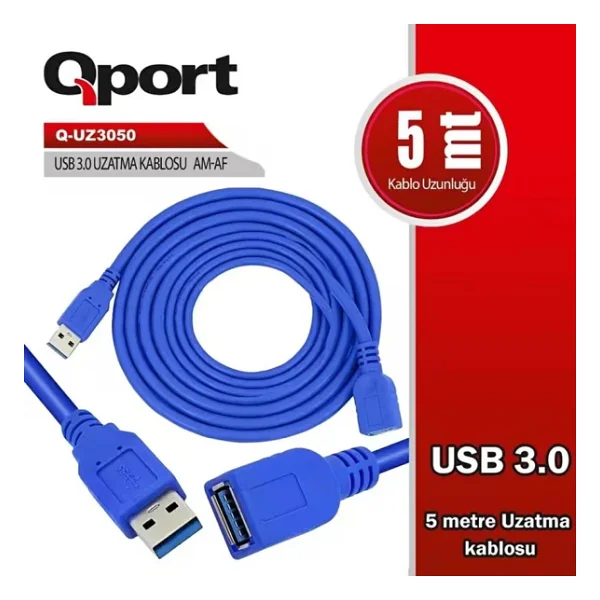 Qport Q-Uz3050 5 M USB 3.0 Uzatma Kablosu - Görsel 4