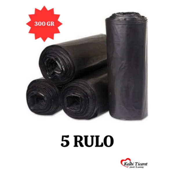 Kalbi Ticaret Kalın Çöp Torbası 300 Gr X 5 Rulo Siyah Çöp Poşeti 80x110 Cm Jumbo Endüstriyel Çöp Torbası - Görsel 6