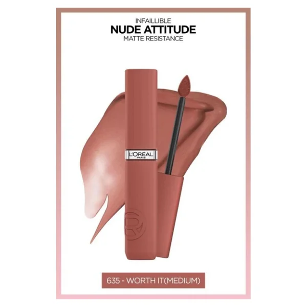 L'oreal Paris Infaillible Matte Resistance 635 Worth It Medium Likit Ruj - Görsel 5