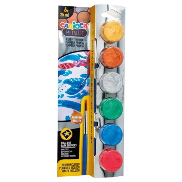 Carioca 25 Ml 6 Metalik Renk Tempera Yıkanabilir Sulu Boya - Görsel 7