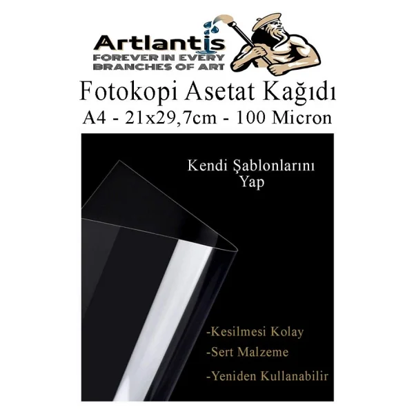Artlantis Asetat Kağıdı Pvc A4 25 Adet 100 Micron Fotokopi Asetatı Şeffaf A4 Kağıdı 21x29,7 Projektör Tepegöz - Görsel 7