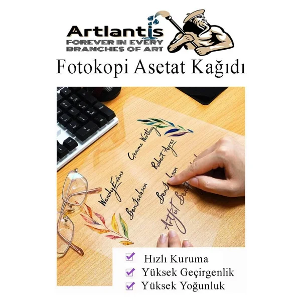 Artlantis Asetat Kağıdı Pvc A4 25 Adet 100 Micron Fotokopi Asetatı Şeffaf A4 Kağıdı 21x29,7 Projektör Tepegöz - Görsel 9