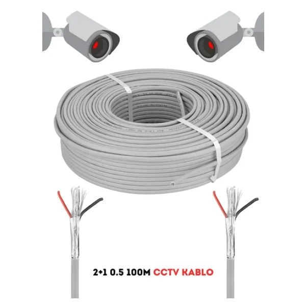 Fury Cctv Kablo Guvenlik Kamera Kablosu 2+1 0.5mm 100m Metre - Görsel 3