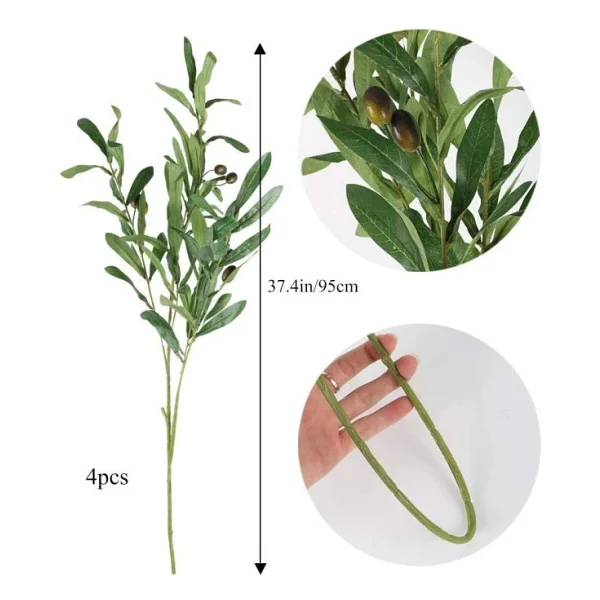 Nettenevime 4lü Set Yapay Zeytin Dalı Uzun Dallı 90cm 6 Meyveli - Görsel 4