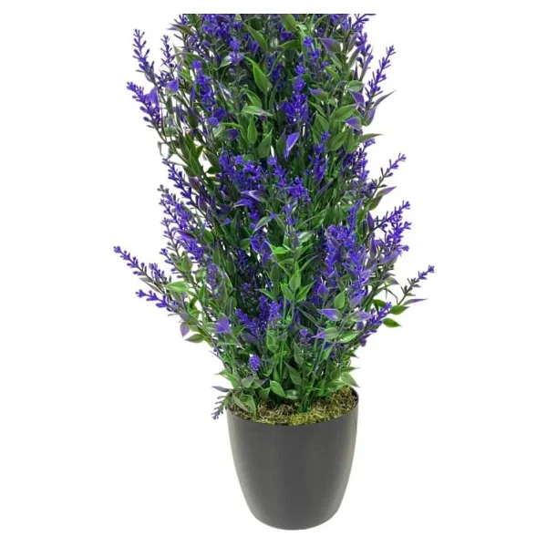 Nettenevime Yapay Çiçek Siyah Saksıda Mor Lavanta Ağacı 55cm - Görsel 3