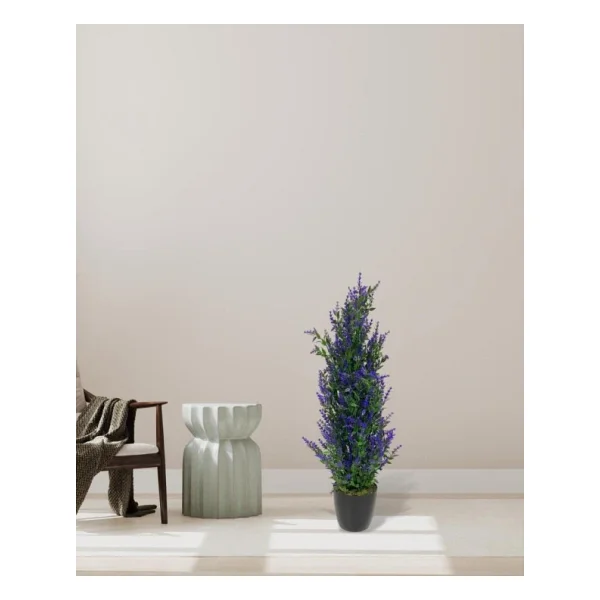 Nettenevime Yapay Çiçek Siyah Saksıda Mor Lavanta Ağacı 55cm - Görsel 7