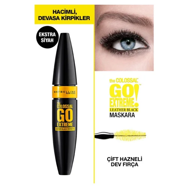 Maybelline New York The Colossal Go Extreme Leather Extra Siyah Maskara - Görsel 6