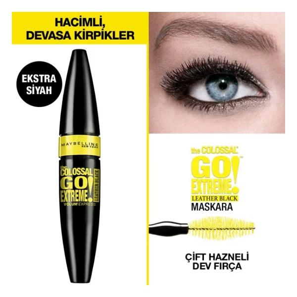 Maybelline New York The Colossal Go Extreme Leather Extra Siyah Maskara - Görsel 8