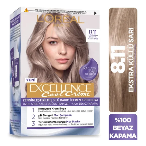 L'oreal Paris Excellence Cool Creme 8.11 Ekstra Küllü Sarı Saç Boyası - Görsel 7