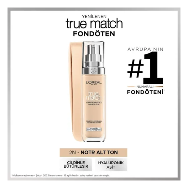 L'oreal Paris True Match Bakım Yapan 2n Vanilla 30 Ml Likit Fondöten - Görsel 2