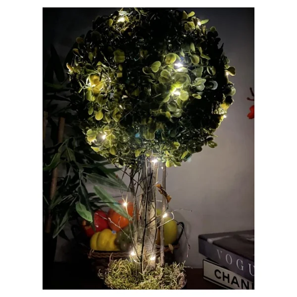 Nettenevime LED Işıklı Şimşir Top Yılbaşı Ağacı Tek Toplu 23cmx45cm Siyah Saksılı - Görsel 2