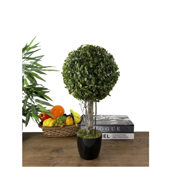 Nettenevime LED Işıklı Şimşir Top Yılbaşı Ağacı Tek Toplu 23cmx45cm Siyah Saksılı - Görsel 3