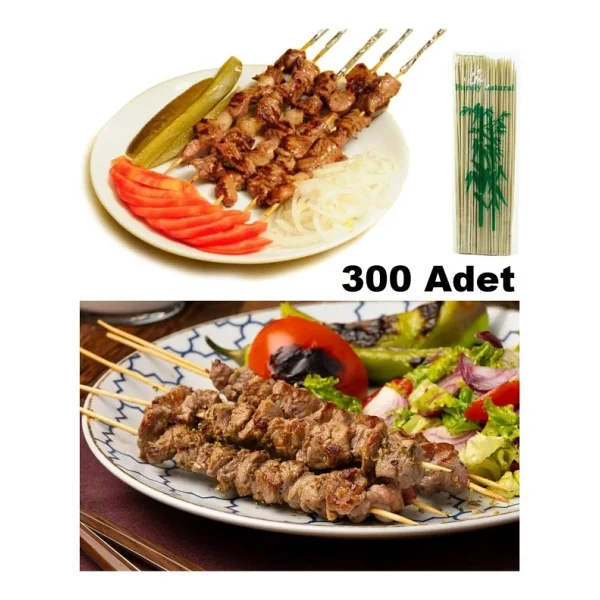 Depolife Bambu Çöp Şiş Cubuğu 300 Adet Mangal Gril Barbekü Izgara İçin Ahşap Bambudan Şiş Çubuk Kayın - Görsel 4