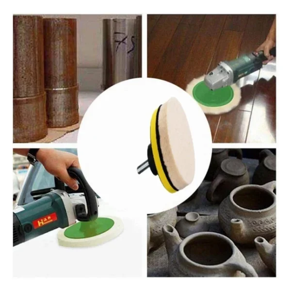 Depolife Yıldız Cila Tüm Metaller Için Parlatma Polisaj Pastası Balmumu Macunu 115mm Cırt Yün Keçe Seti - Görsel 5