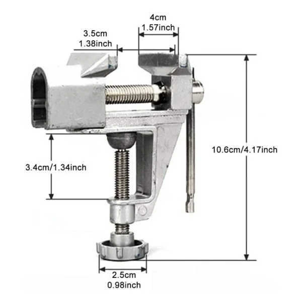 Depolife Mini 40mm Masa Tezgah Mengenesi Alüminyum Alaşımlı Tezgah Kelepçesi Gri - Görsel 4