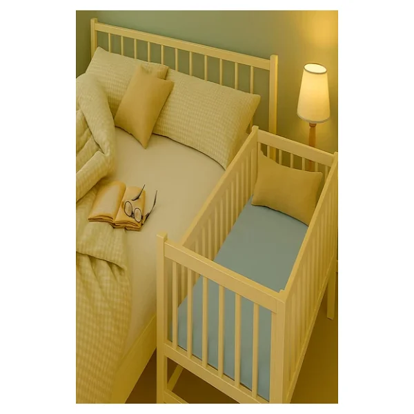 2 Adet 40 X 80 + 10 Cm Anne Yanı Lastikli Penye Kumaş Bebek Çarşafı - Görsel 8