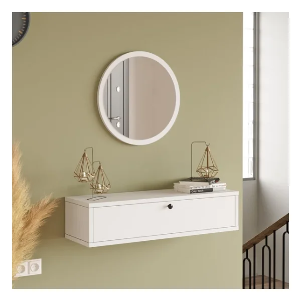 L'occi Concept Cosmia Aynalı 80 Cm Kapaklı Duvara Monte Dresuar Beyaz Cs2-W - Görsel 3