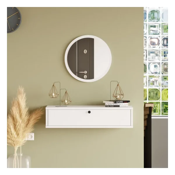 L'occi Concept Cosmia Aynalı 80 Cm Kapaklı Duvara Monte Dresuar Beyaz Cs2-W - Görsel 2