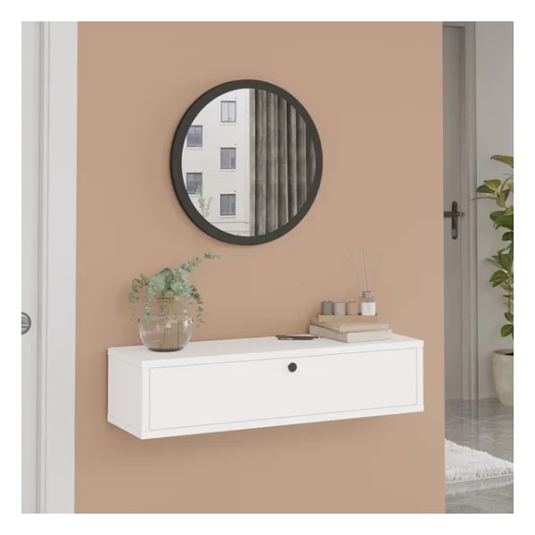 L'occi Concept Cosmia Aynalı 80 Cm Kapaklı Duvara Monte Dresuar Beyaz Cs3-Wb - Görsel 3