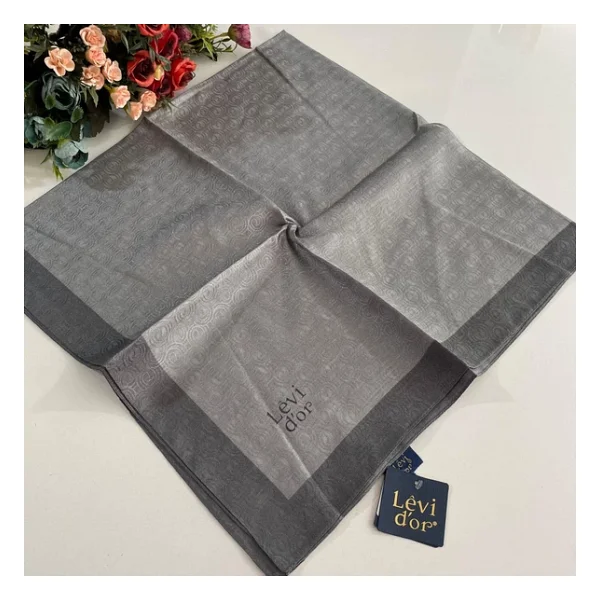 Levidor Premium Monogram Eşarp Gri-Antrasit Gx0220 - Görsel 3