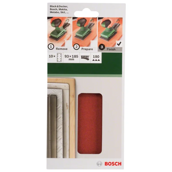 Bosch - Titreşimli Zımpara Kağıdı 10'lu, 93 X 185 Mm 180 Kum 8 Delik - Görsel 6