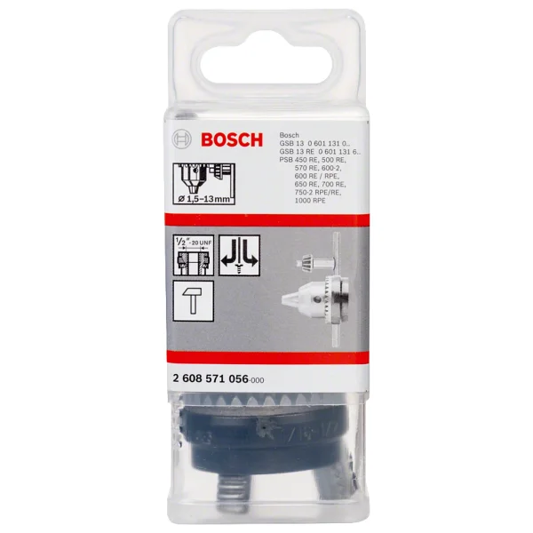 Bosch 1,5-13 Mm - 1/2-20 Anahtarlı Mandren - Görsel 6