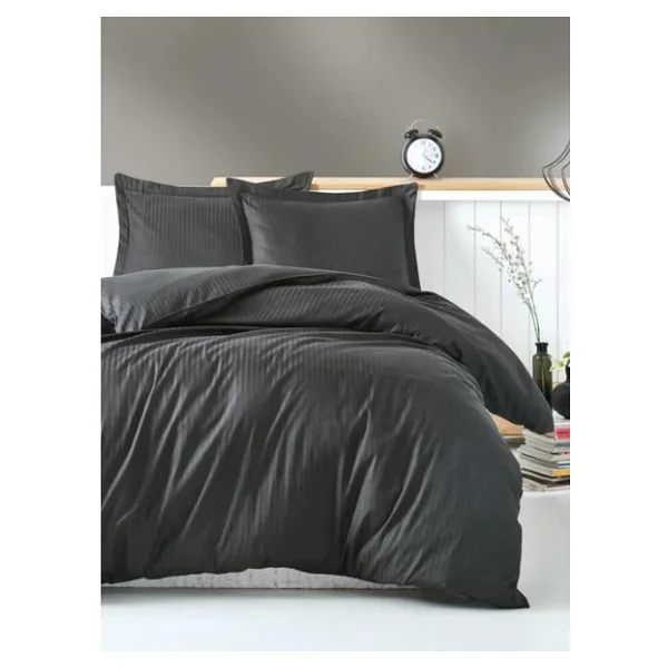 Cotton Box Elegant Stripe Çift Kişilik Nevresim Takımı Antrasit - Görsel 6