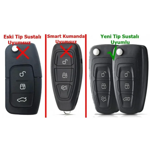 Ford Focus 3 Transit Mondeo Uyumlu Anahtar Kabı Kumanda Kabı Oto Anahtarlık Logolu - Görsel 6