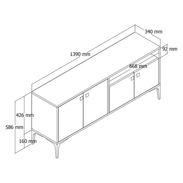 Mezza 1546 Artemis 139 Cm Tv Ünitesi Sepet Rengi - Görsel 4