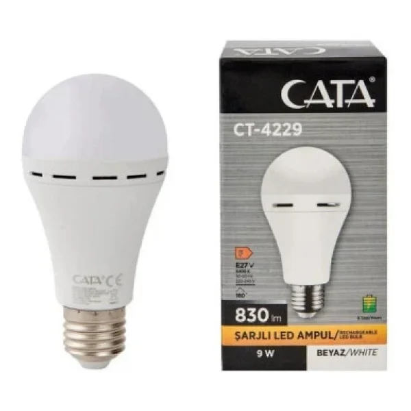 Cata Ct-4229 Beyaz Işık 9 W E27 Şarjlı LED Ampul - Görsel 3