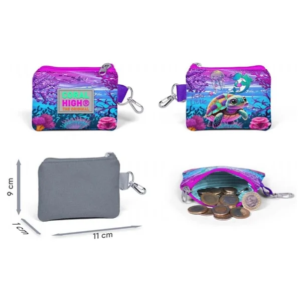 Coral High Pembe Mor Kaplumbağa Bozuk Para Çantası - Kız Çocuk - Görsel 2