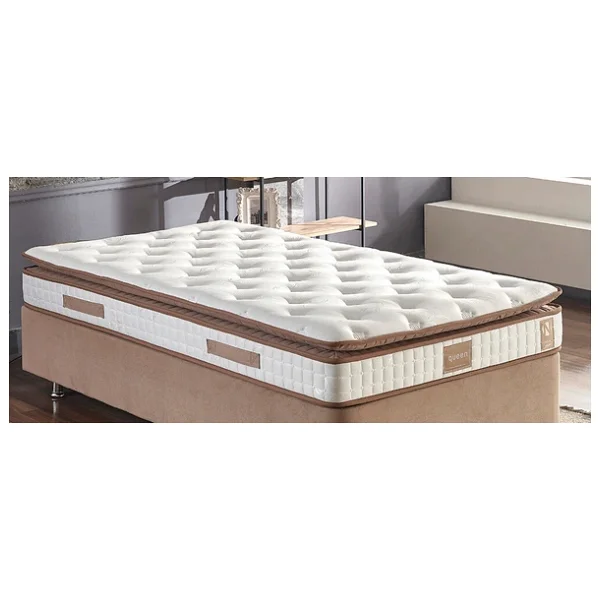 Niron Queen Yatak Seti 120x200 Bir Buçuk Kişilik Pedli Yatak Sütlü Kahve Kumaş Baza Başlık Ve Yatak Takımı - 120 X 200 Cm - Kahverengi - Görsel 10