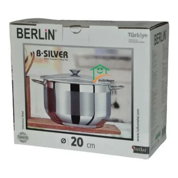Berlin Silver 20 Cm Derin Çelik Tencere - Görsel 4