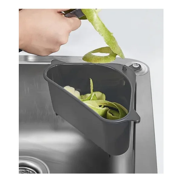 1 Adet Plastik Üçgen Vantuzlu Lavabo Evye Süzgeci Çöplüğü Gri - Görsel 3