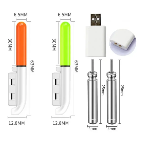 Valkyrie 2 Adet Şarjlı LED Kamış Olta Ucu Işığı Su Geçirmez USB Evrensel Uyumlu Gece Balıkçılığı - Görsel 9