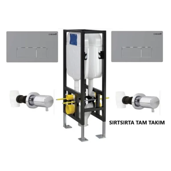 Creavit Asma Klozetler İçin Alçıpan Duvar İçi Sırt Sırta Uygulamalı Set Hızlı Montaj 3-6 Litre Gövde Gömme Rezervuar Gr5005 - Görsel 5