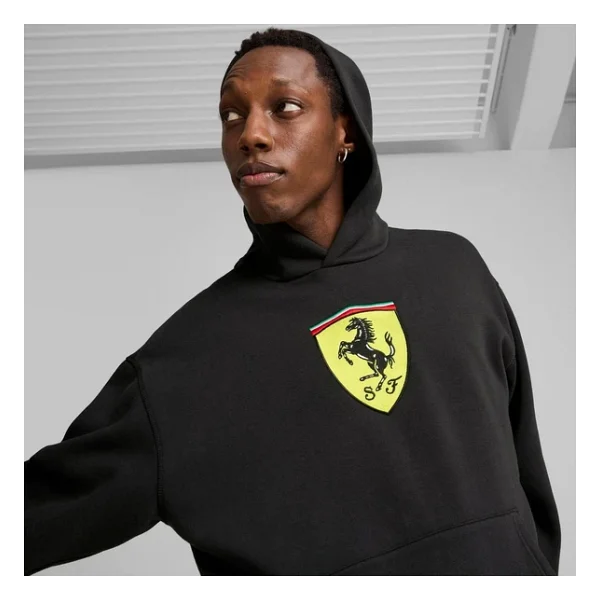 Puma Scuderia Ferrari Bigshield 627054-01 Kapüşonlu Siyah Erkek Sweatshirt - Görsel 6
