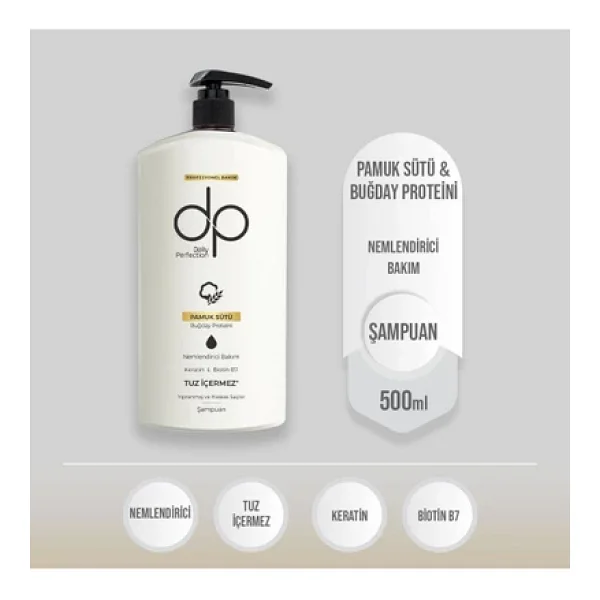 Dp Daily Perfection Pamuk Sütü Ve Buğday Proteini Tuzsuz Şampuan 500 Ml - Görsel 3