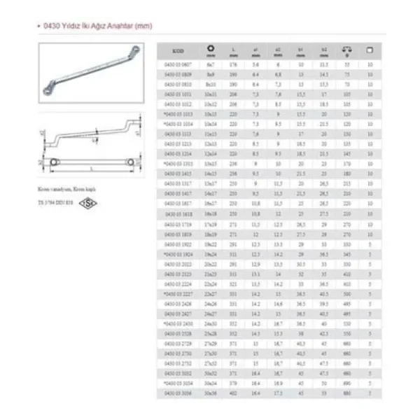 İzeltaş 0430 18x19 Mm Yıldız İki Ağız Anahtar - Görsel 2
