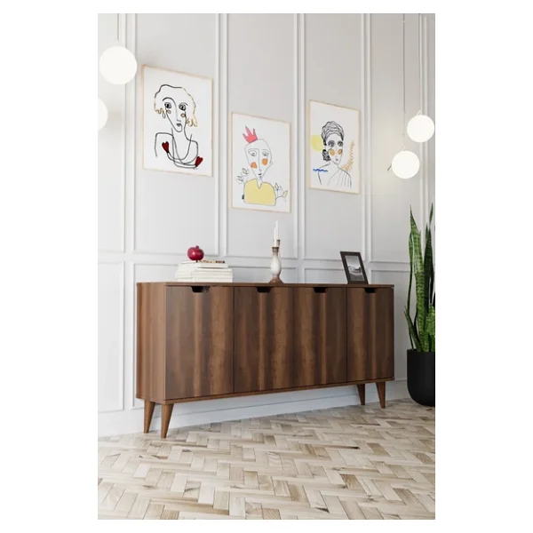 Evdemo Elegant 4 Kapaklı Dekoratif Konsol Barok Ceviz - Görsel 4