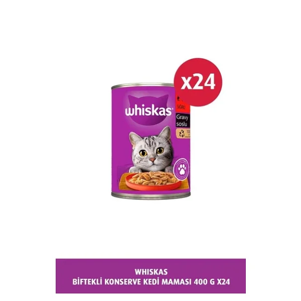 Whiskas Sığır Etli 400 Gr 24'lü Yetişkin Konserve Kedi Maması - Görsel 4