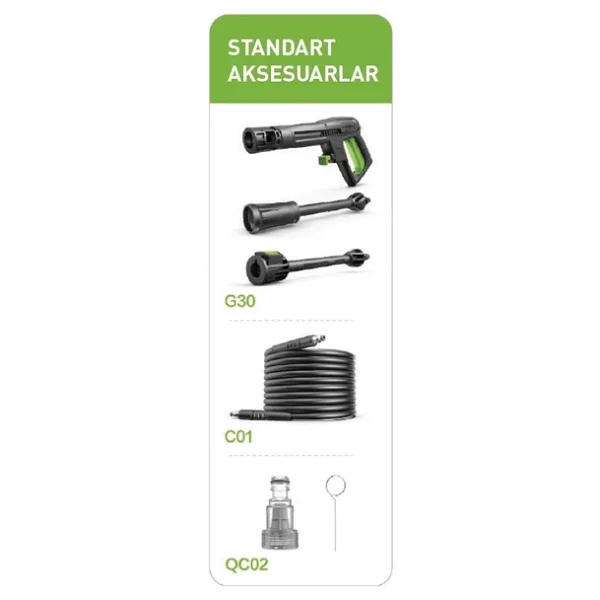 Povver Power Profesyonel Indüksiyon Motorlu Yüksek Basınçlı Yıkama Makinası (1800 W-150 Bar) - Görsel 4