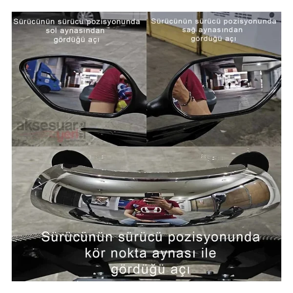 Honda Adv 350 Motosiklet Kör Nokta Aynası - 180 Derece Görüş Sağlayan Kör Nokta Aynası - Görsel 4