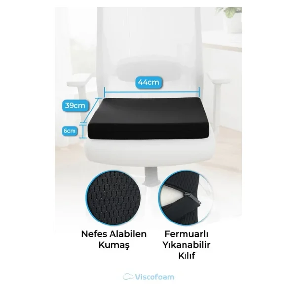 Viscofoam Ortopedik Visco Kare Oturma Minderi Siyah - Görsel 4