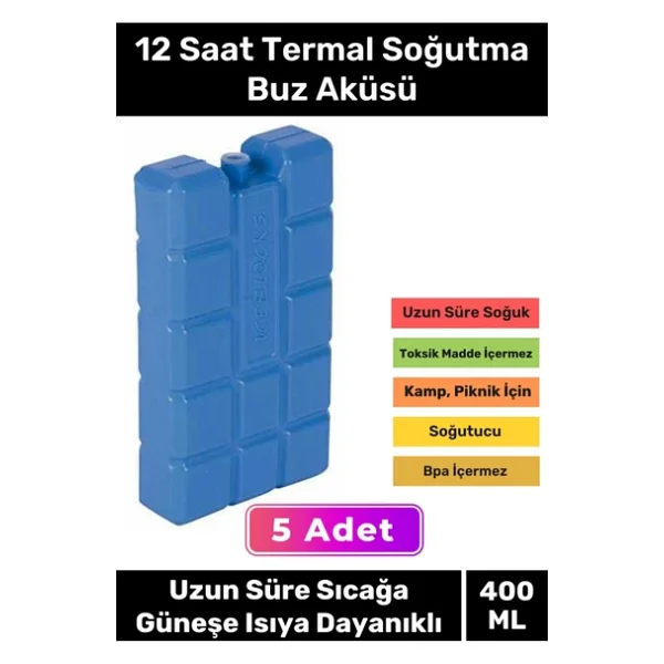 Premium Uzun Süre Sıcağa Güneşe Isıya Dayanıklı 12 Saat Termal Soğutma Buz Aküsü Kasedi 5'li - Görsel 3