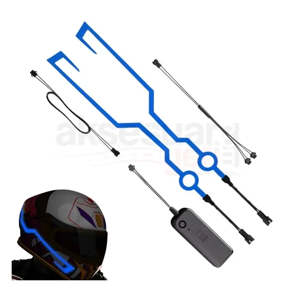 Motosiklet Kask Ledi Mavi Renk - 3 Farklı Mod - Motosiklet Renkli İkaz Ledi - Görsel 6