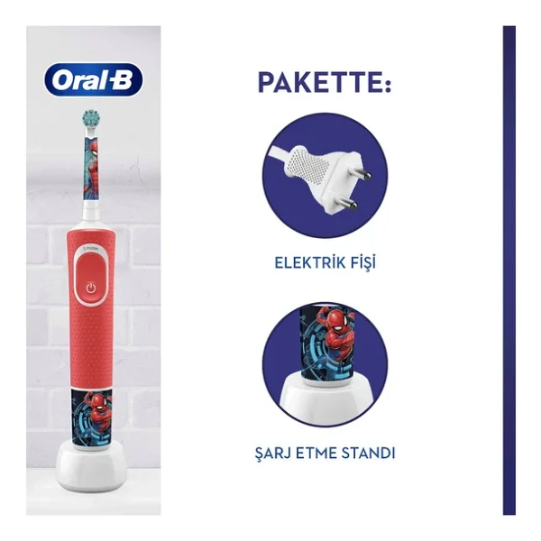 Oral-B D100 Spiderman Şarjlı Çocuk Diş Fırçası - Görsel 7