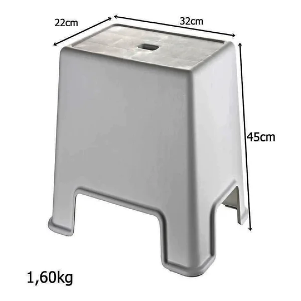 Geseus Banyo Taburesi Büyük Boy Çok Amaçlı Tabure Açık Gri-481 - Görsel 4
