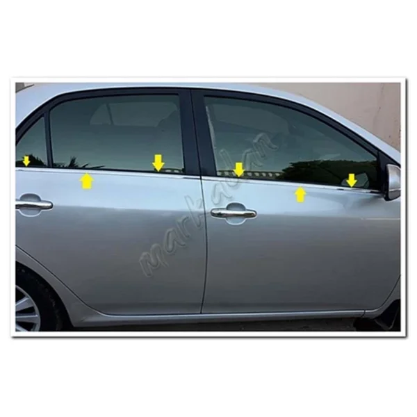 Toyota Corolla Krom Cam Çıtası 2007 - 2012 4 Parça Paslanmaz Çelik - Görsel 4