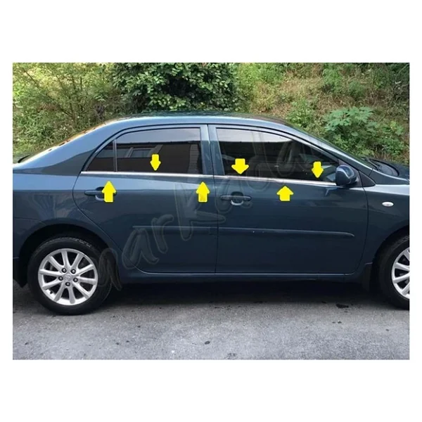 Toyota Corolla Krom Cam Çıtası 2007 - 2012 4 Parça Paslanmaz Çelik - Görsel 3